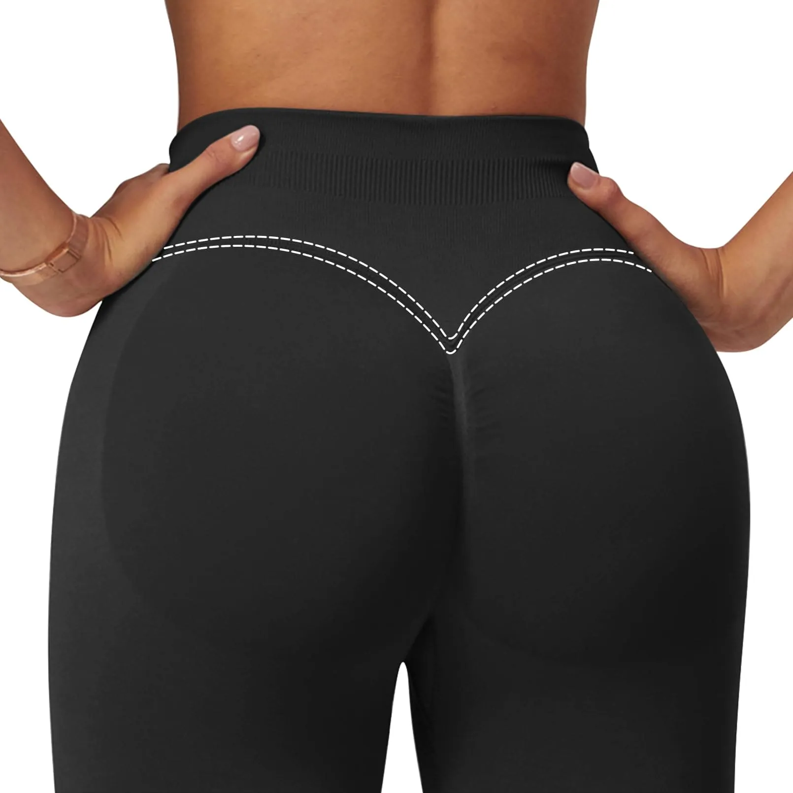 Impact Leggings for Women Seamless Workout Yoga Pants Hidden Scrunch Butt Tummy Control Gym Leggings Mid Low Waist 25" Black