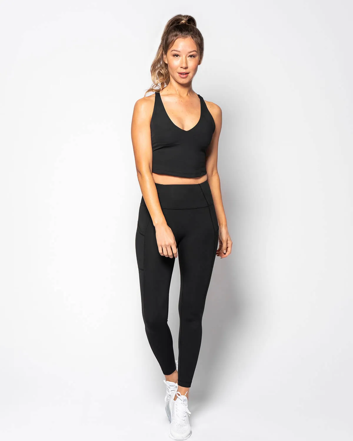 Impulse Crop Racer Back Tank | Black