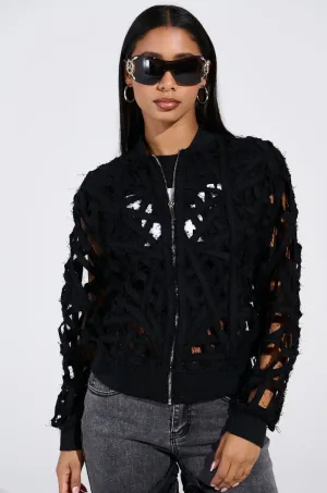 IONA CUTOUT DENIM BOMBER