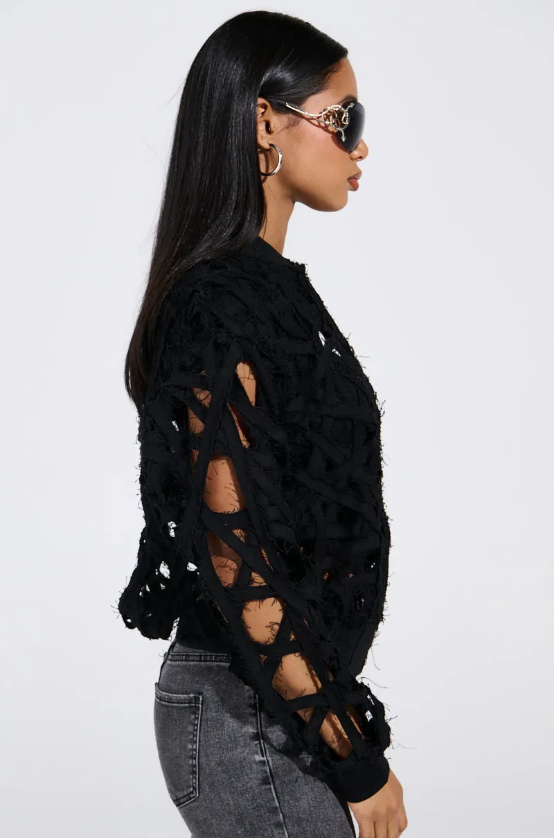 IONA CUTOUT DENIM BOMBER