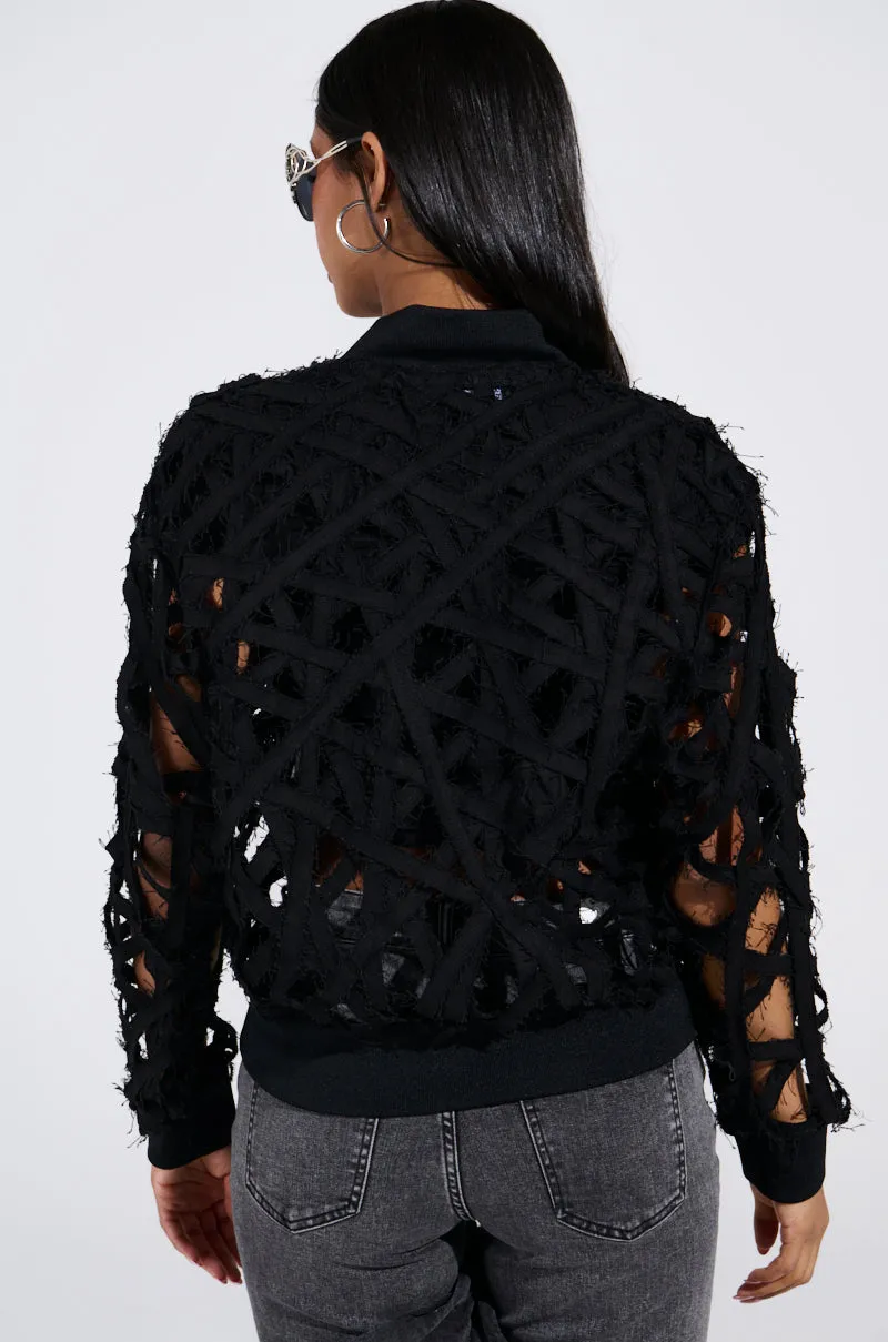 IONA CUTOUT DENIM BOMBER