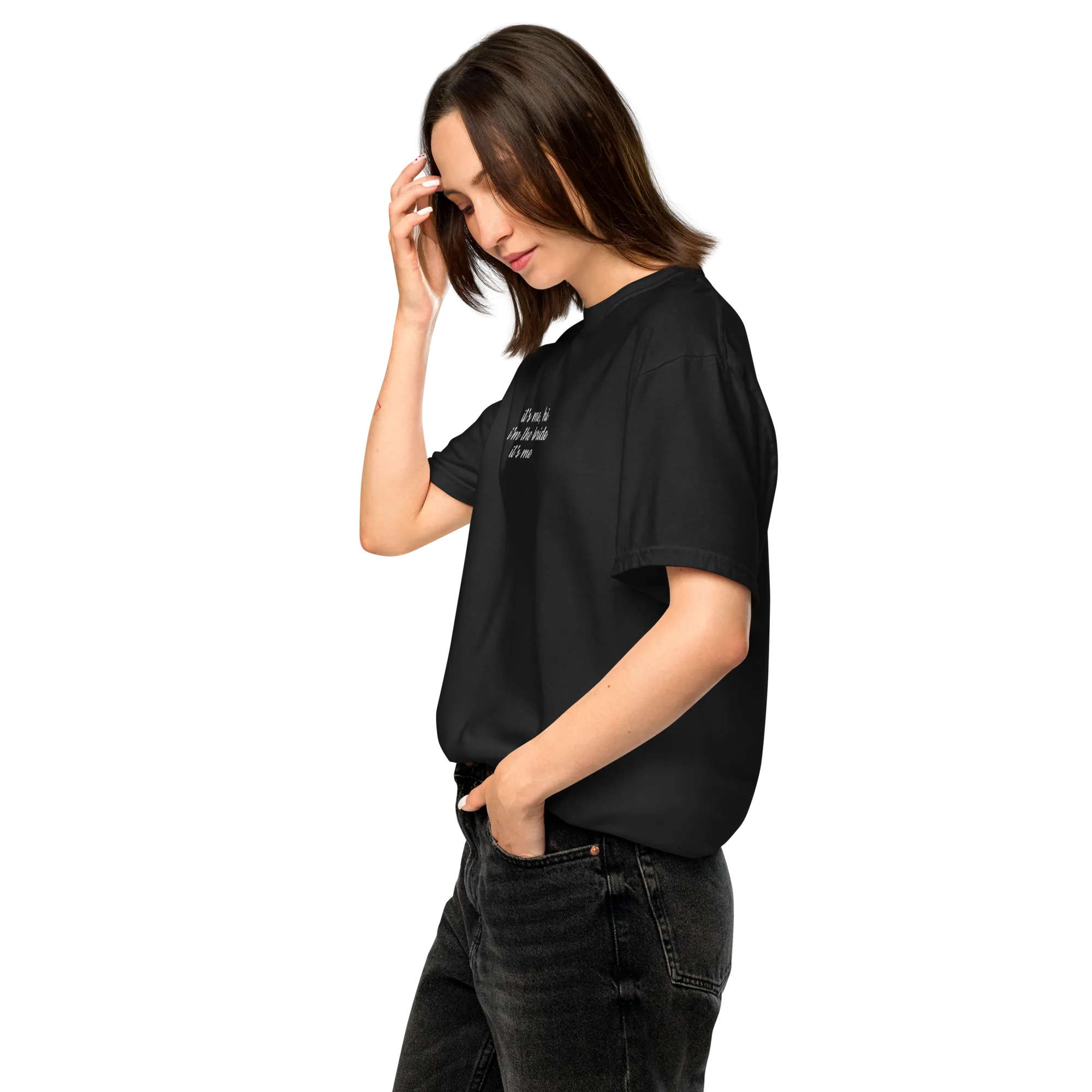 It's Me Hi, I'm The Bride It's Me Embroidered Premium T-Shirt
