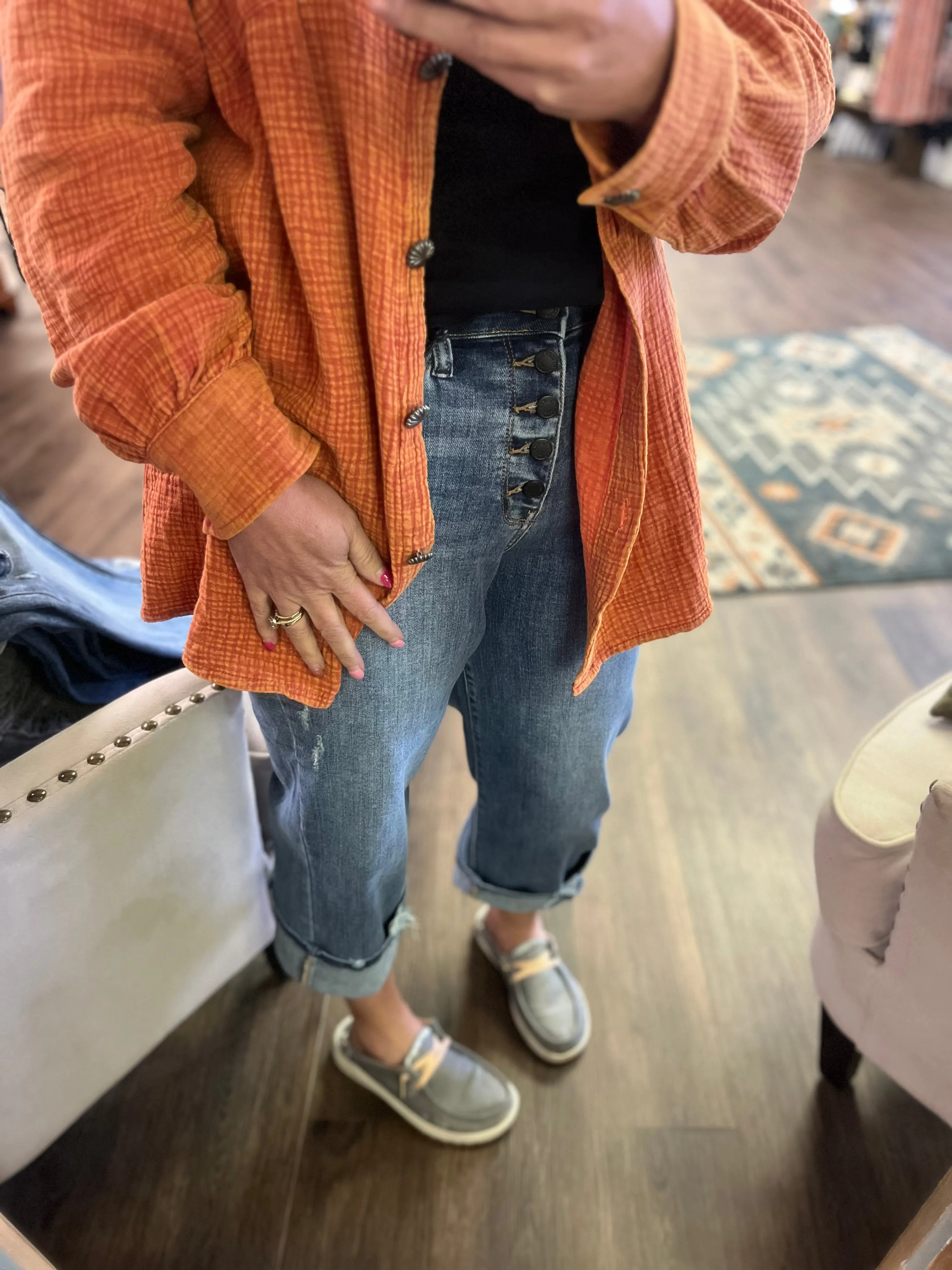 Judy Blue High waist button Fly Crop