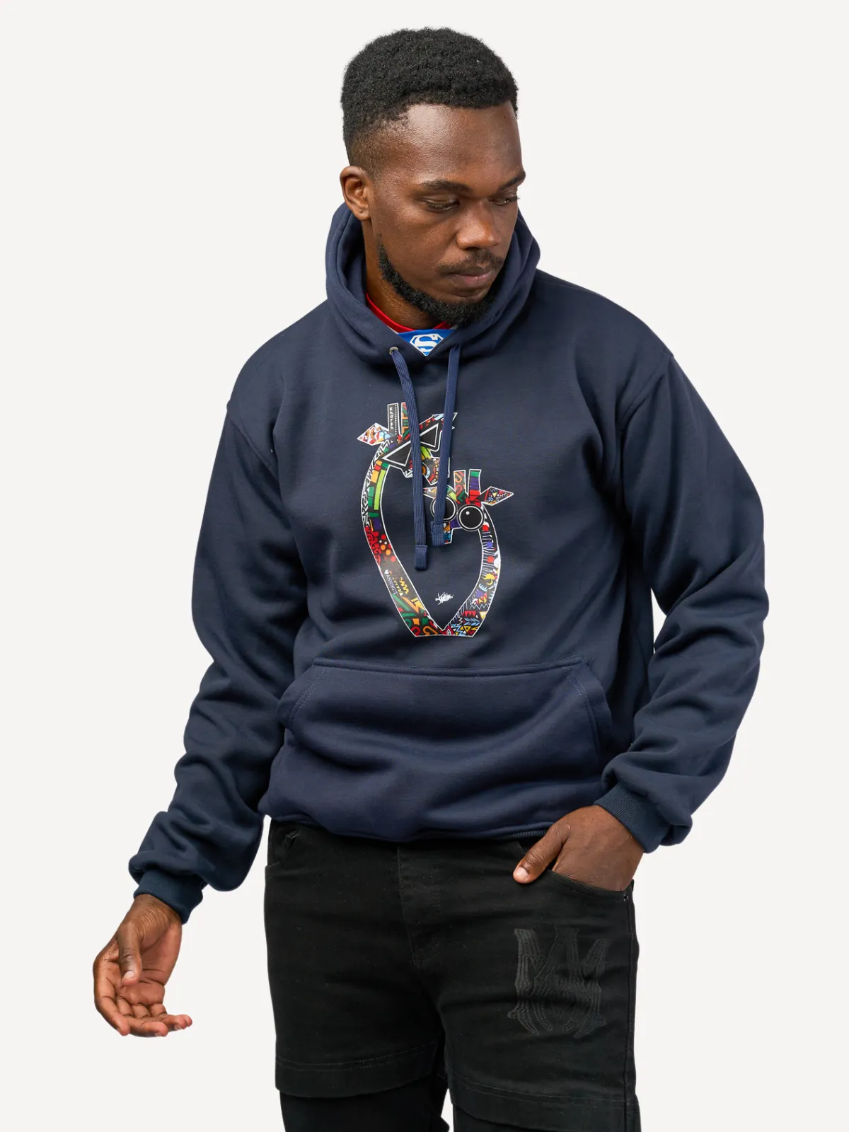 Kali Graphic Hoodies: Navy with Twiga