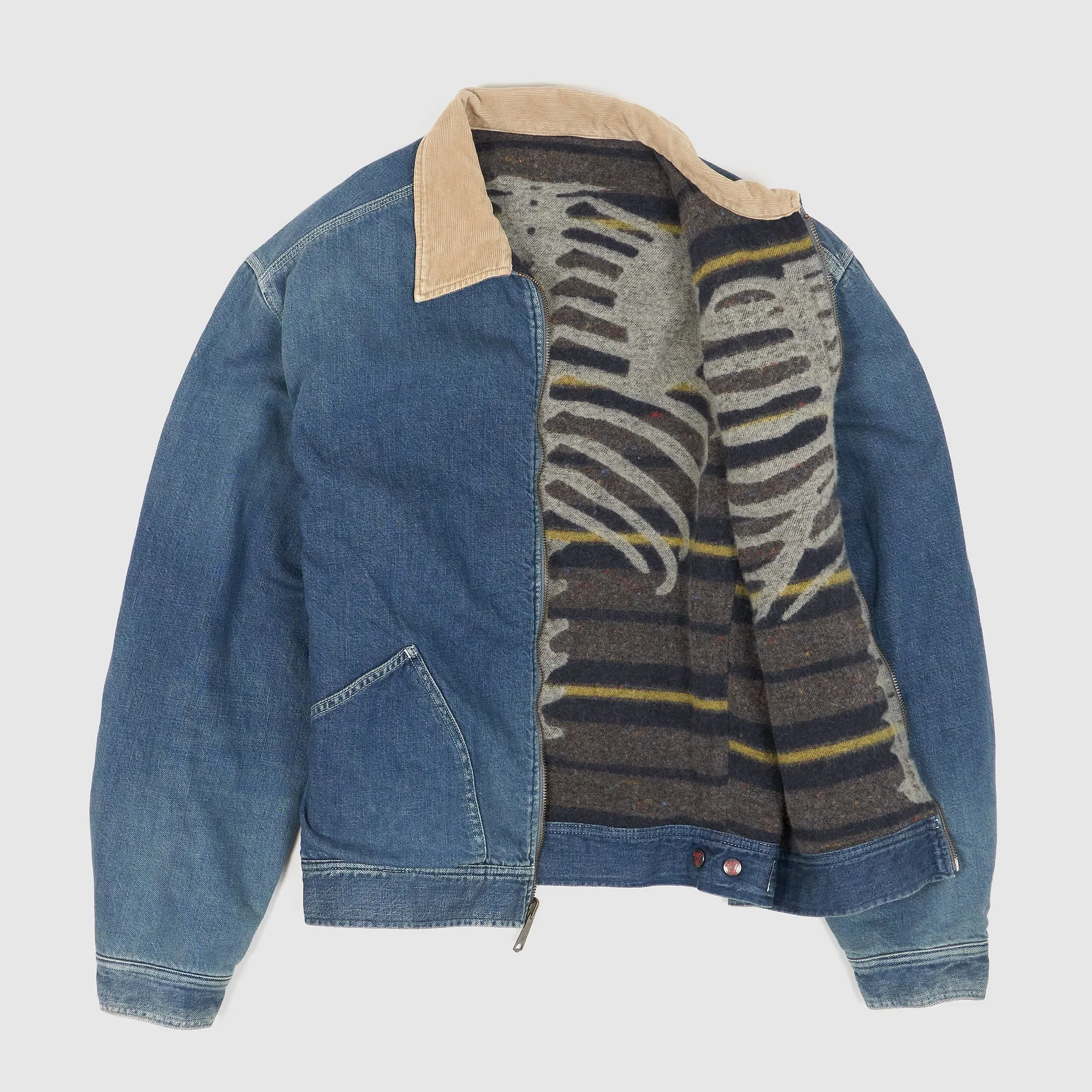 Kapital Denim Bone Lining Reversible Zip UP Oversized Work Jacket