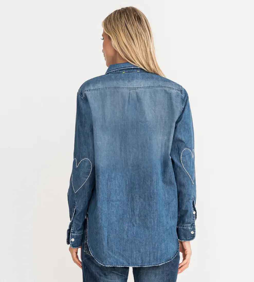 Kerri Rosenthal - Embroidered Heart Mia Denim Shirt