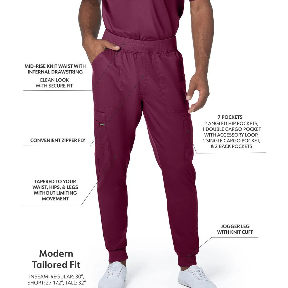 Landau Proflex Men's Banded-Bottom Jogger Pants with Elastic Waistband   7 Pockets - WINE / Sizes S - 3XL
