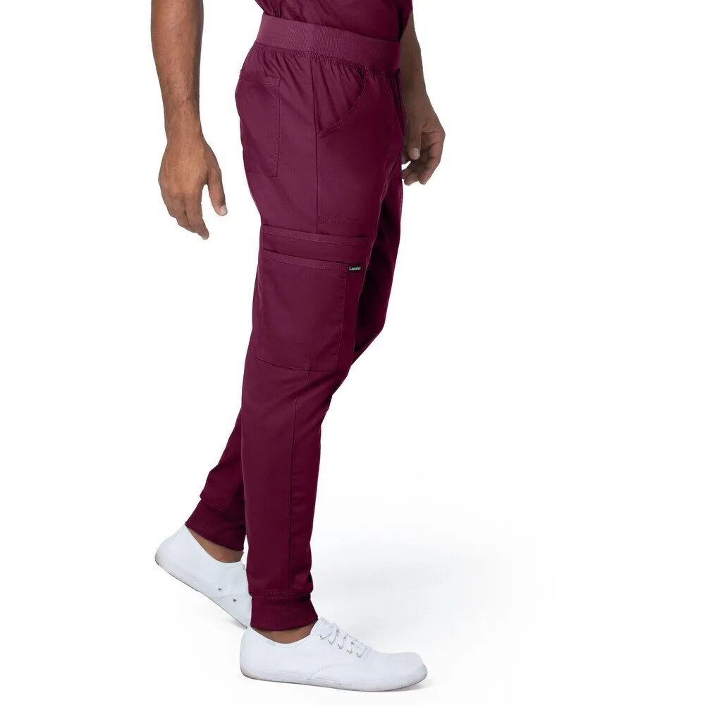 Landau Proflex Men's Banded-Bottom Jogger Pants with Elastic Waistband   7 Pockets - WINE / Sizes S - 3XL