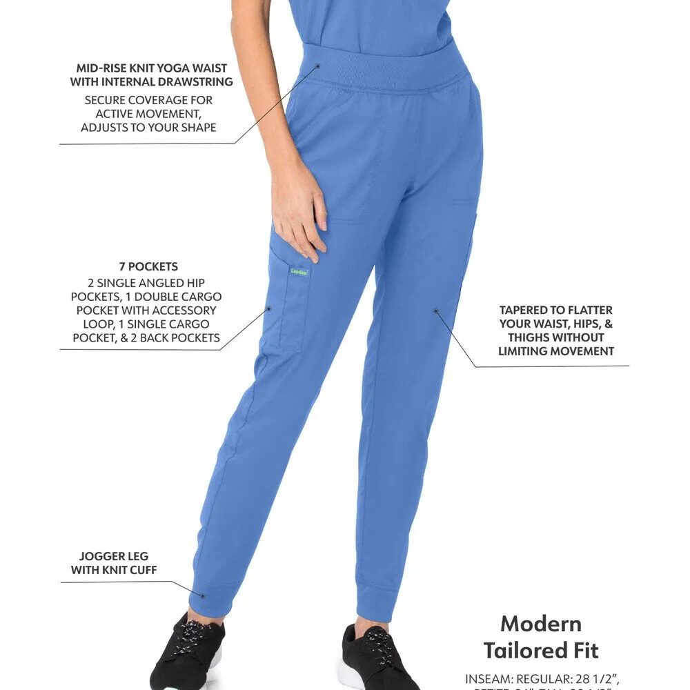 Landau Proflex Women's Banded-Bottom Jogger Pants with Elastic Waistband   7 Pockets - CEIL / Sizes XS - 5XL