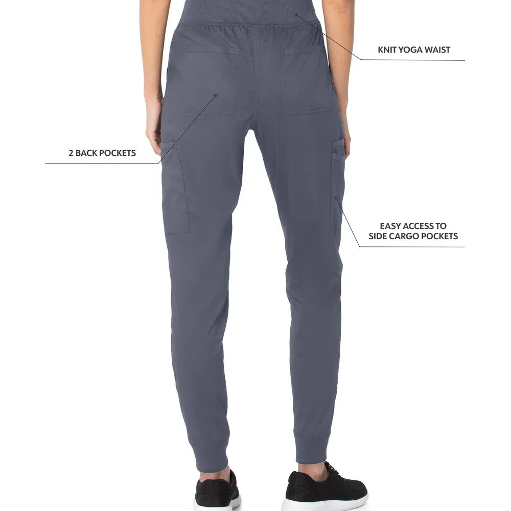 Landau Proflex Women's Banded-Bottom Jogger Pants with Elastic Waistband   7 Pockets - WHITE / Sizes XS - 5XL