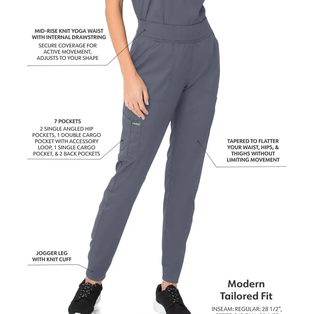 Landau Proflex Women's Banded-Bottom Jogger Pants with Elastic Waistband   7 Pockets - WHITE / Sizes XS - 5XL
