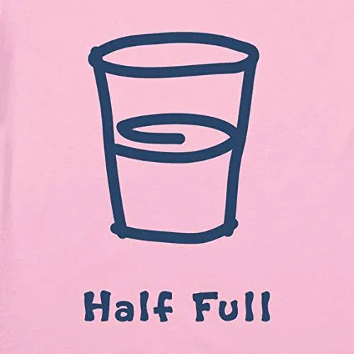 Life is Good Womens Vintage Crusher Positive Graphic T-Shirt, Half Full Happy Pink, Medium