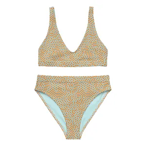 Life League Gear - "High Viz Coral and Blue" - Women's Bikini (White Trim)