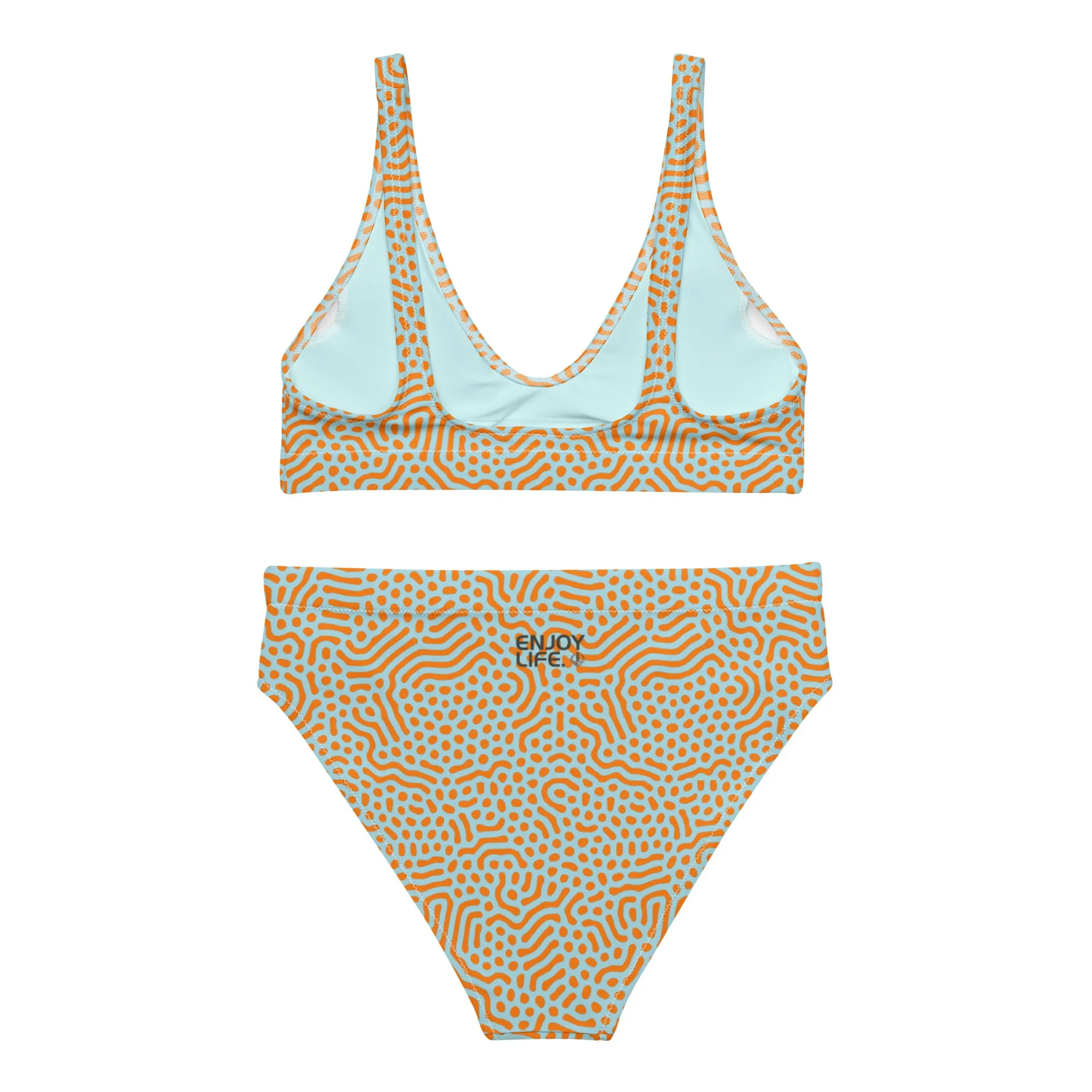 Life League Gear - "High Viz Coral and Blue" - Women's Bikini (White Trim)
