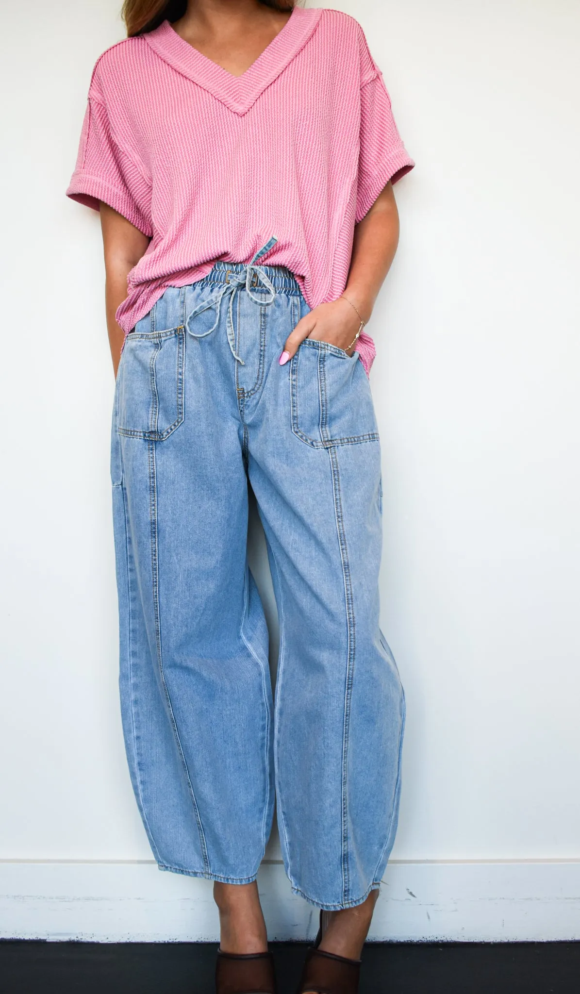Light Wash Pocket Barrel Denim