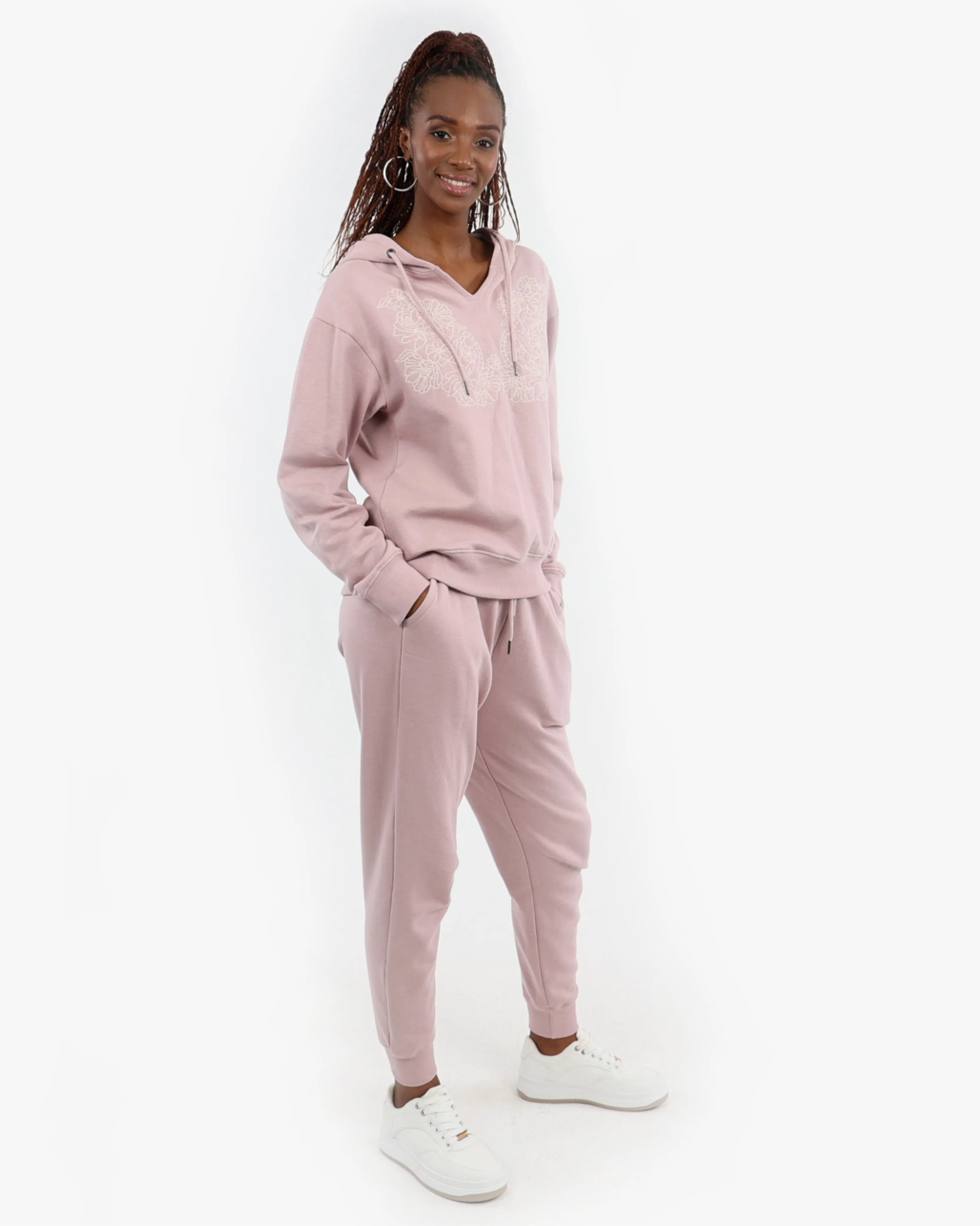 Lilac Embroidered Joggers