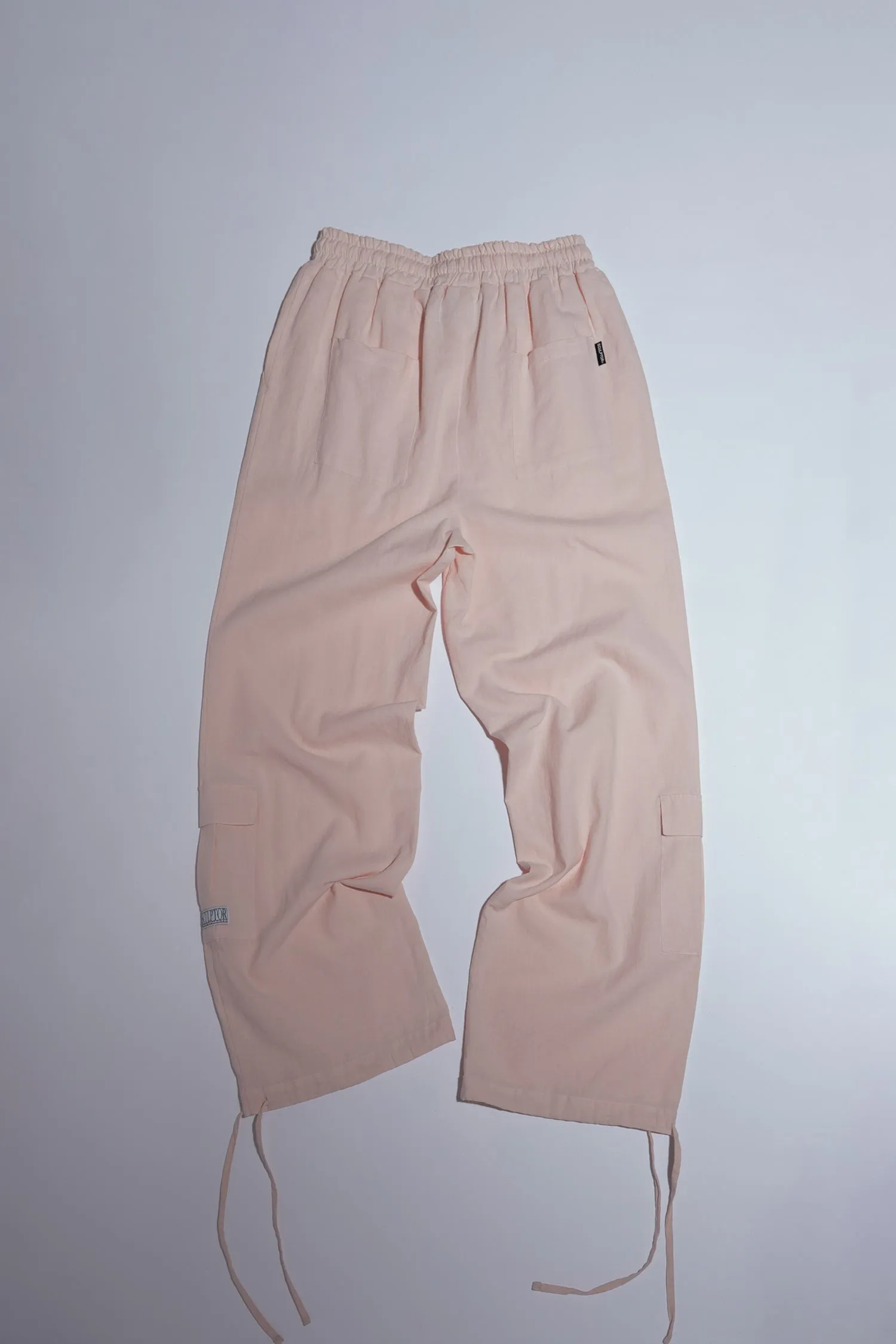 Linen Cargo Jogger Pants Pink