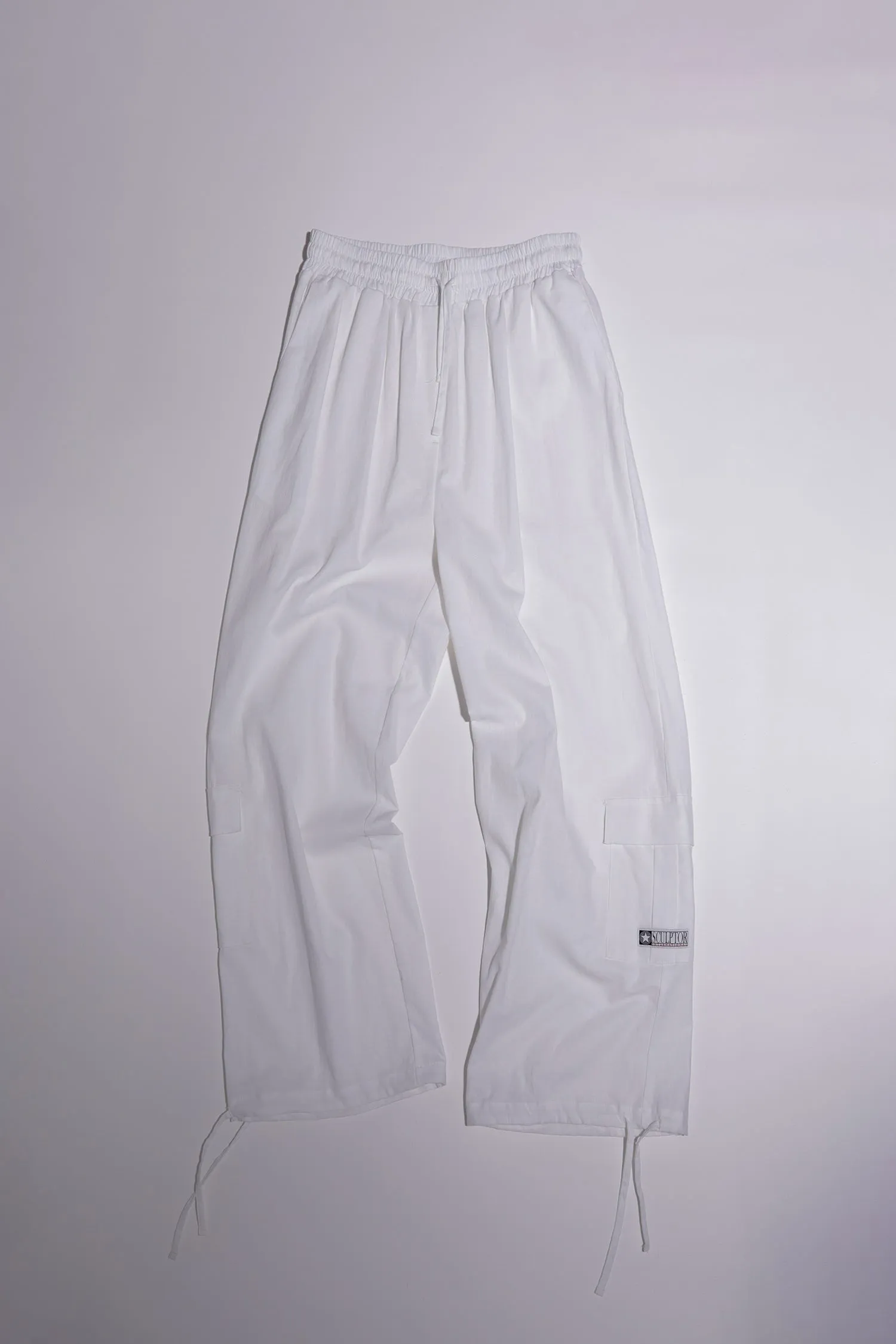 Linen Cargo Jogger Pants White