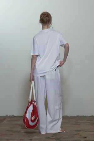 Linen Cargo Jogger Pants White