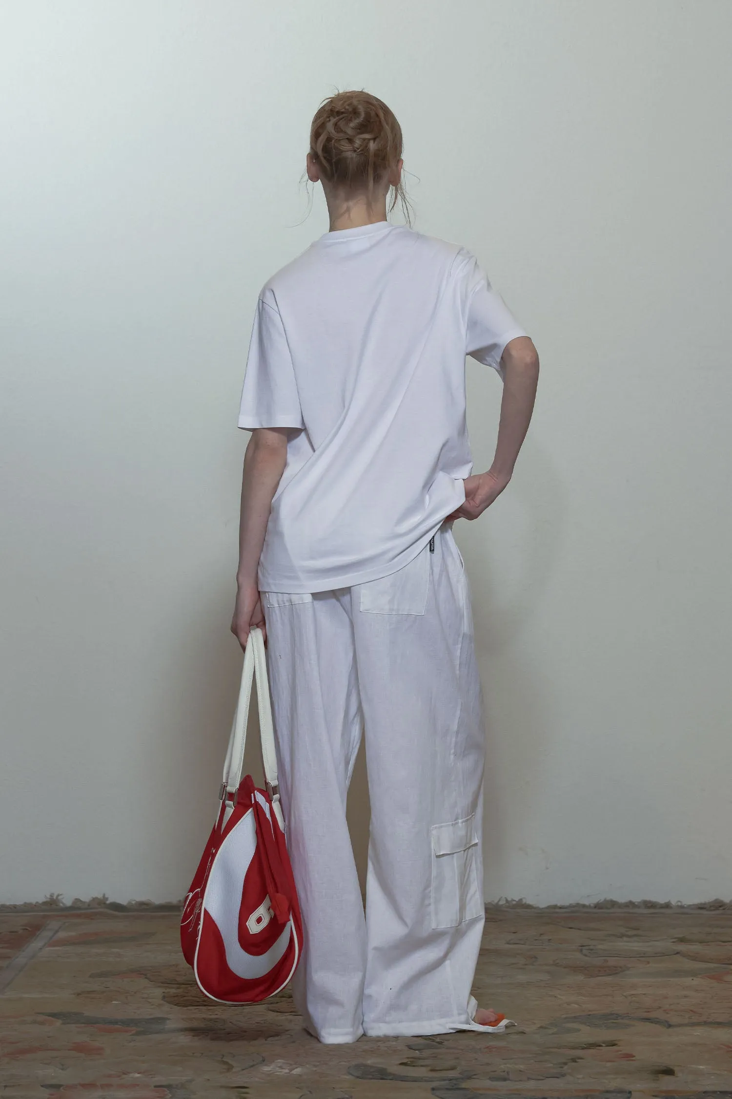 Linen Cargo Jogger Pants White