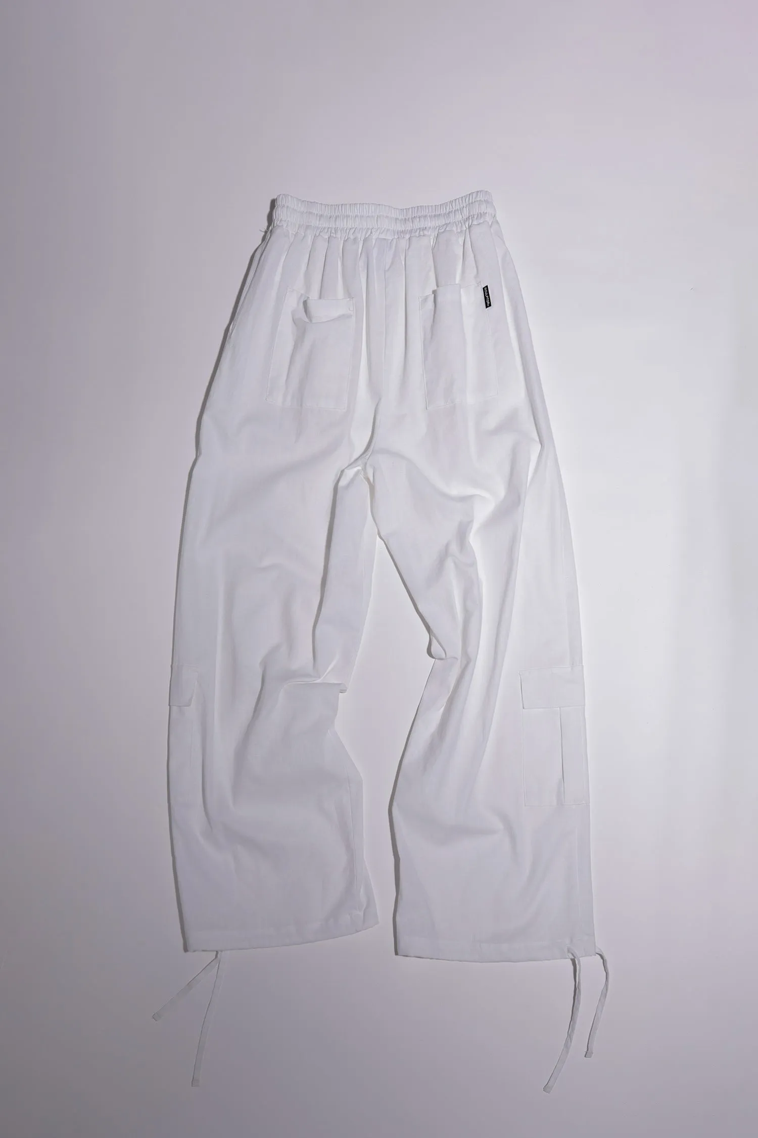 Linen Cargo Jogger Pants White