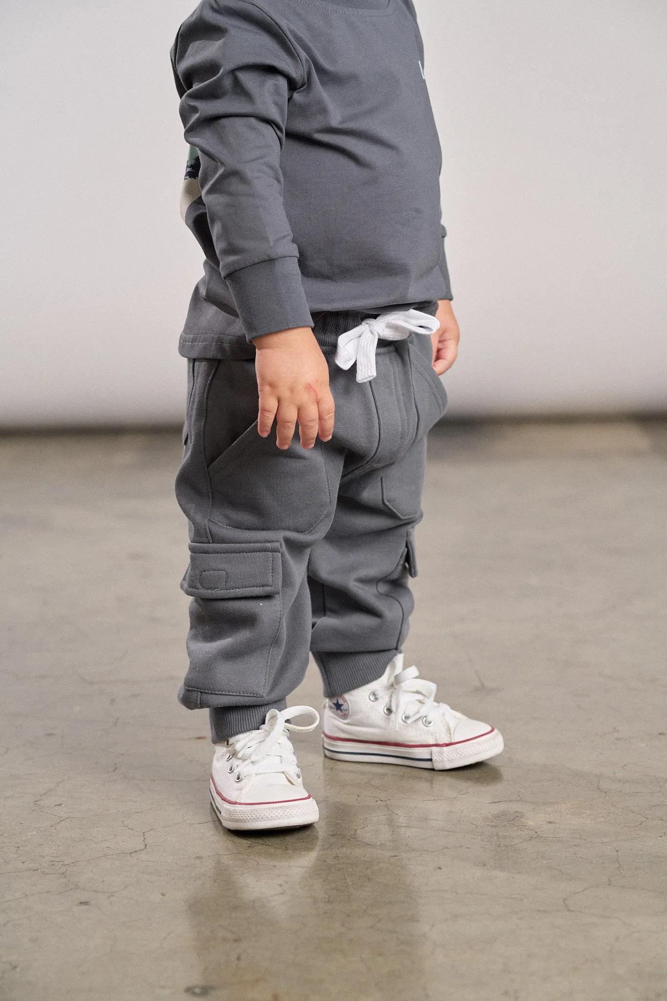 Little Bipsy Stitch Pocket Cargo Joggers - Smoke