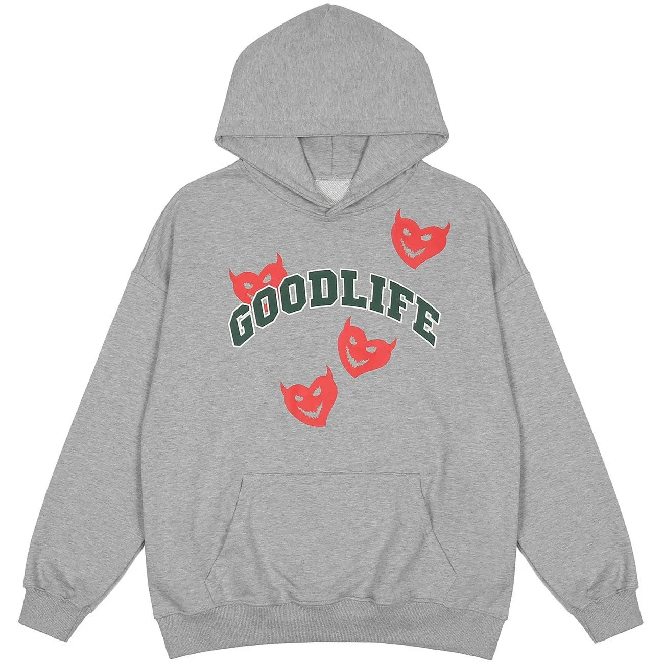 Little Devil Print Oversized Hoodie