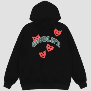 Little Devil Print Oversized Hoodie