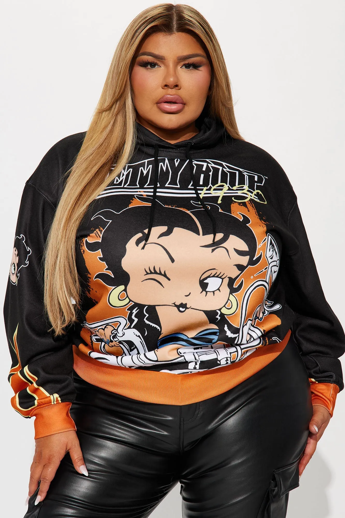 Live Like Betty Graphic Hoodie - Black/Orange