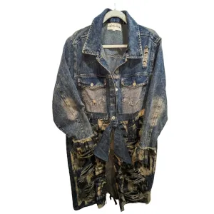 Long Distressed Denim Coat