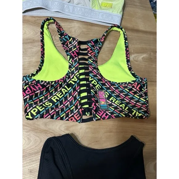 Lot Of (6) Zumba Wear Sports Bras Tops Marvelous Medium   Colorful Exercise