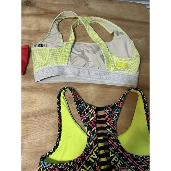 Lot Of (6) Zumba Wear Sports Bras Tops Marvelous Medium   Colorful Exercise