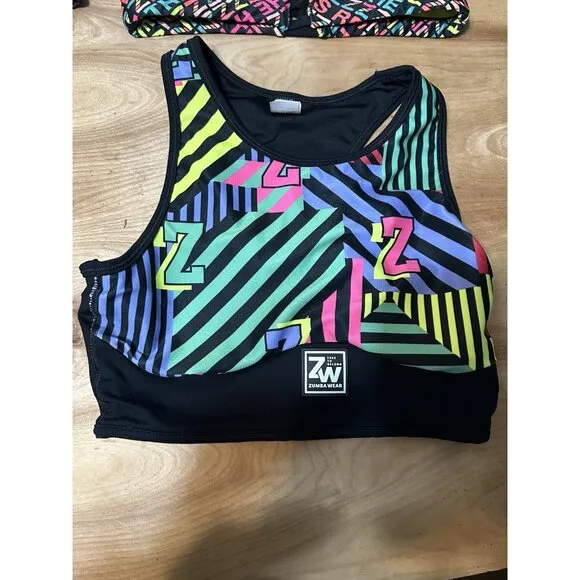 Lot Of (6) Zumba Wear Sports Bras Tops Marvelous Medium   Colorful Exercise