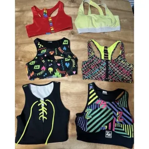 Lot Of (6) Zumba Wear Sports Bras Tops Marvelous Medium   Colorful Exercise
