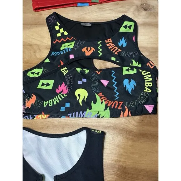 Lot Of (6) Zumba Wear Sports Bras Tops Marvelous Medium   Colorful Exercise