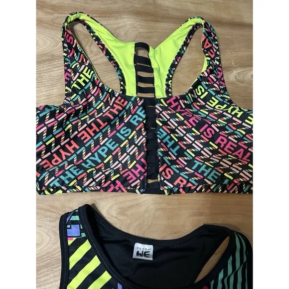 Lot Of (6) Zumba Wear Sports Bras Tops Marvelous Medium   Colorful Exercise
