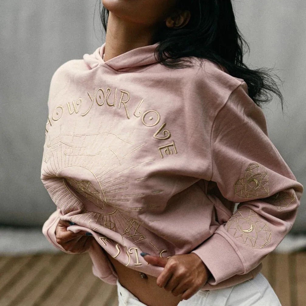 ‘Love For Blessings’ Embroidered Affirmation Hoodie - Pink