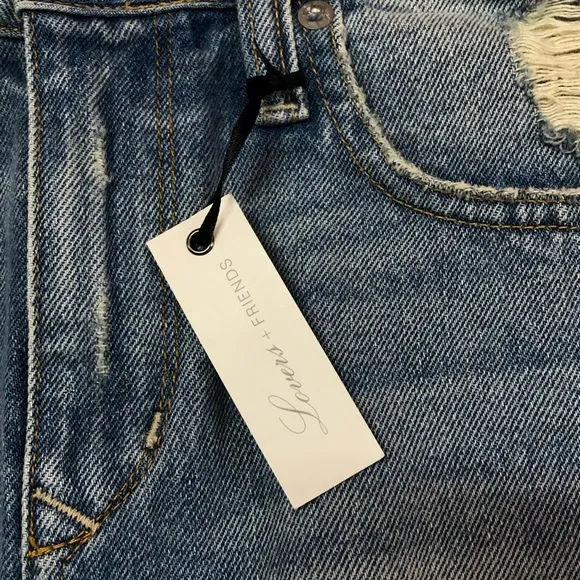 Lovers   Friends Distressed Light Wash Mini Jean Denim Skirt