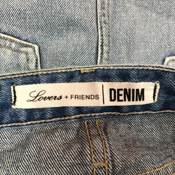 Lovers   Friends Distressed Light Wash Mini Jean Denim Skirt
