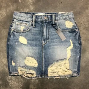 Lovers   Friends Distressed Light Wash Mini Jean Denim Skirt