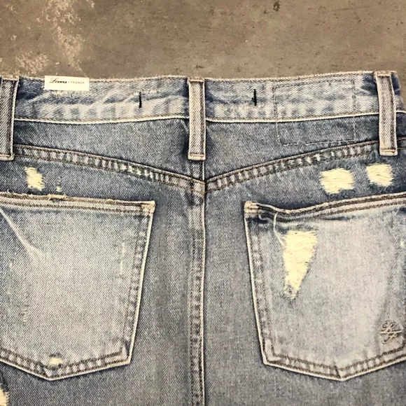 Lovers   Friends Distressed Light Wash Mini Jean Denim Skirt