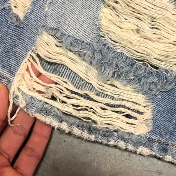 Lovers   Friends Distressed Light Wash Mini Jean Denim Skirt