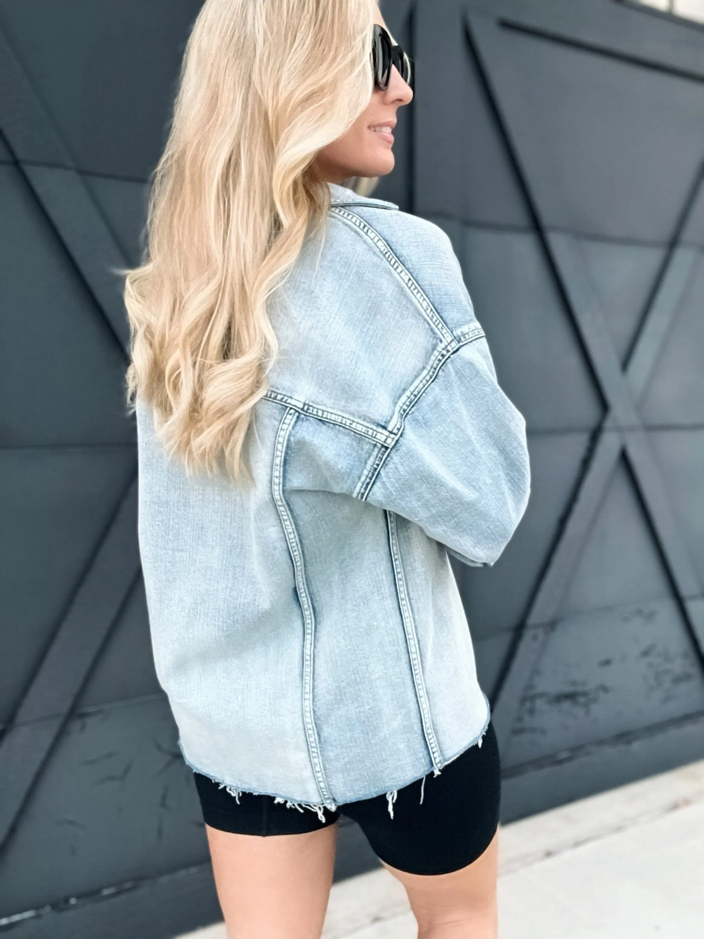 L.T.J Oversized Shacket-Light Denim