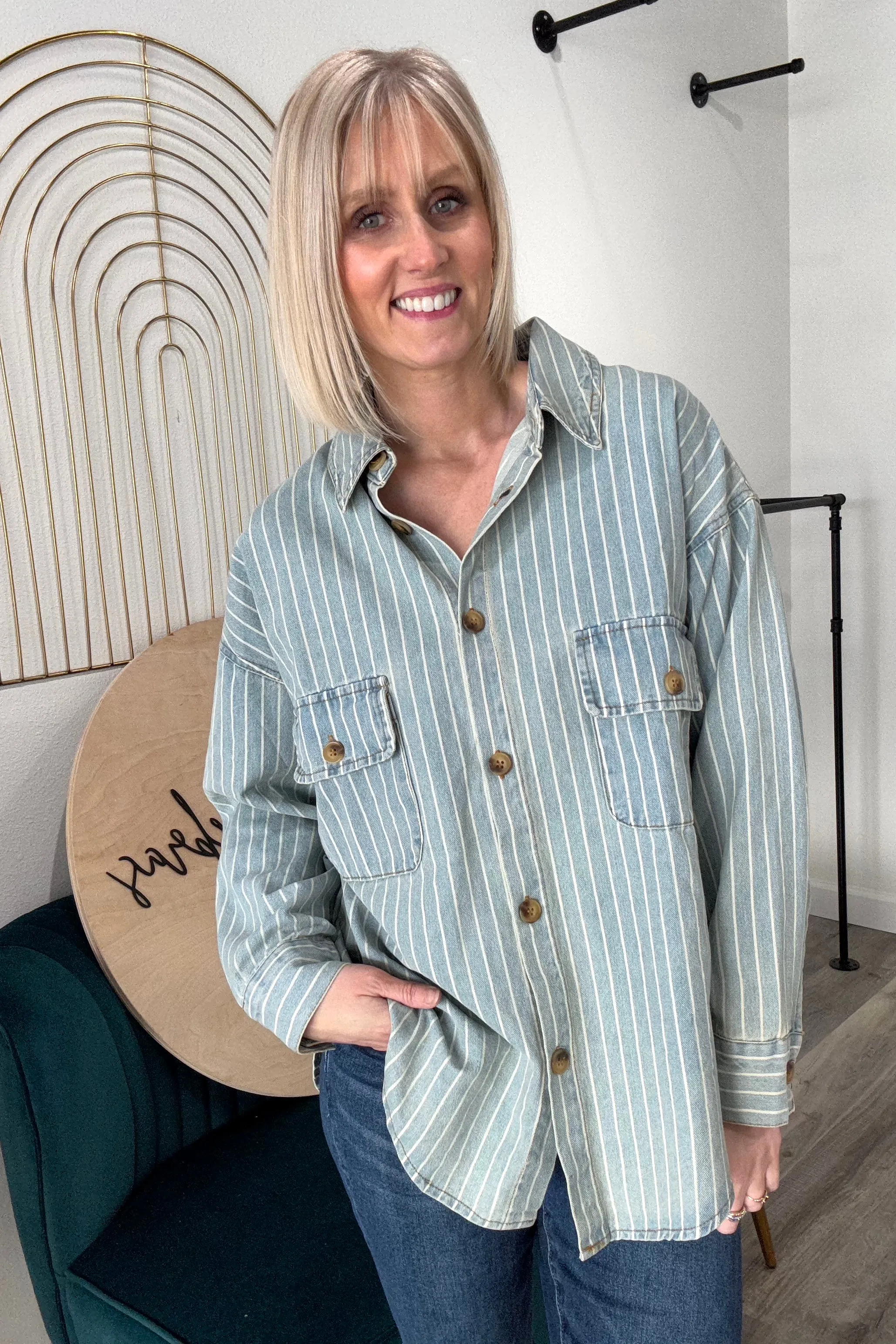 Lyn Striped Denim Shacket