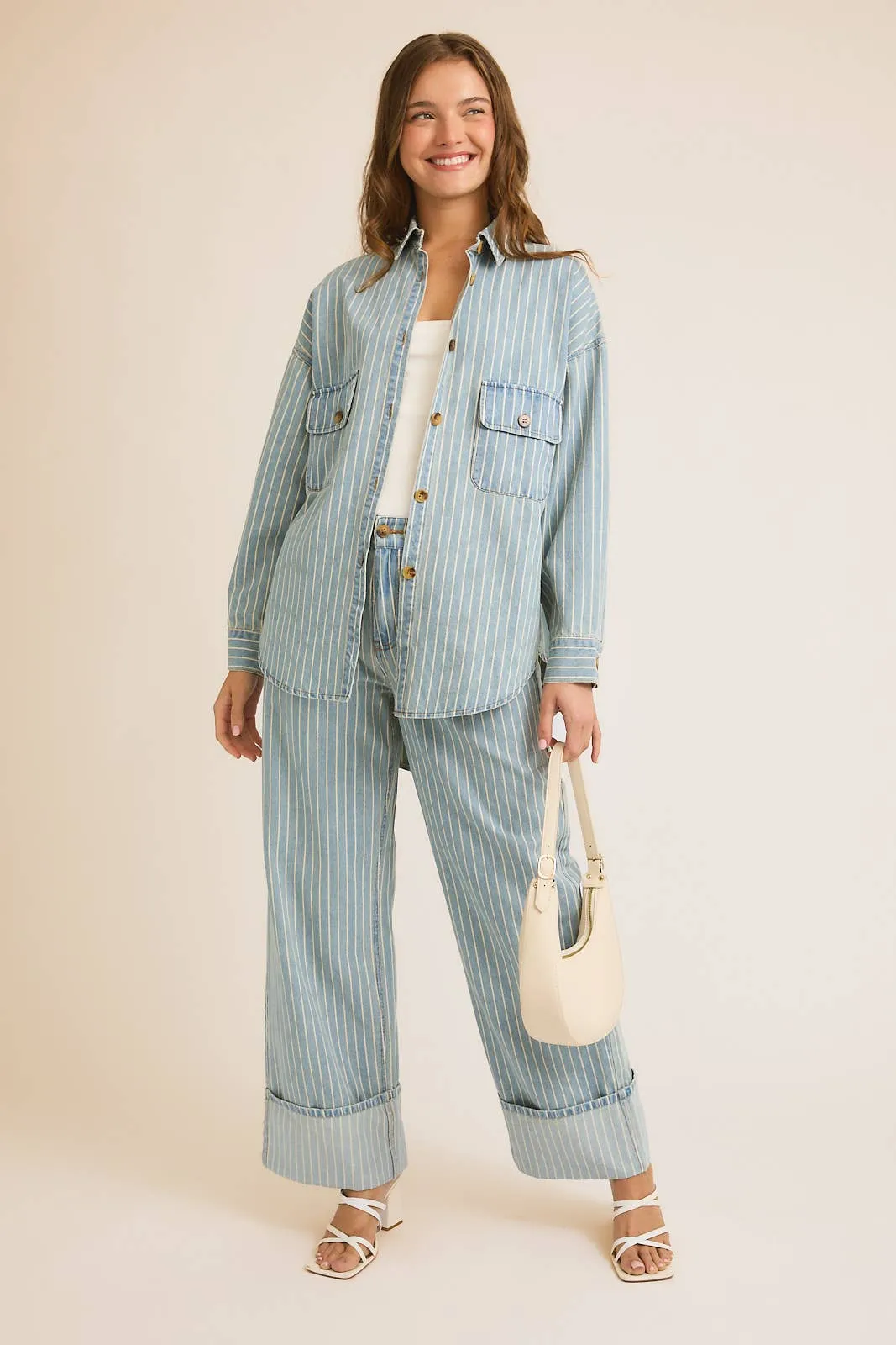 Lyn Striped Denim Shacket