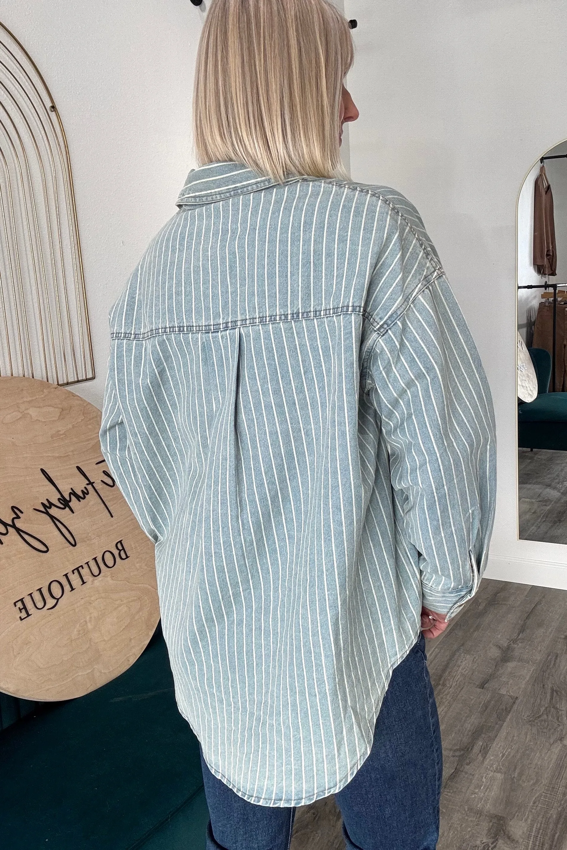 Lyn Striped Denim Shacket