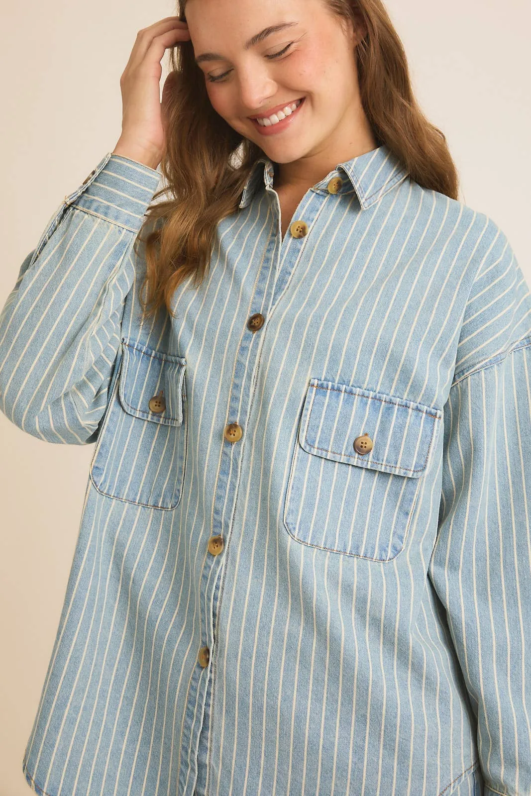 Lyn Striped Denim Shacket