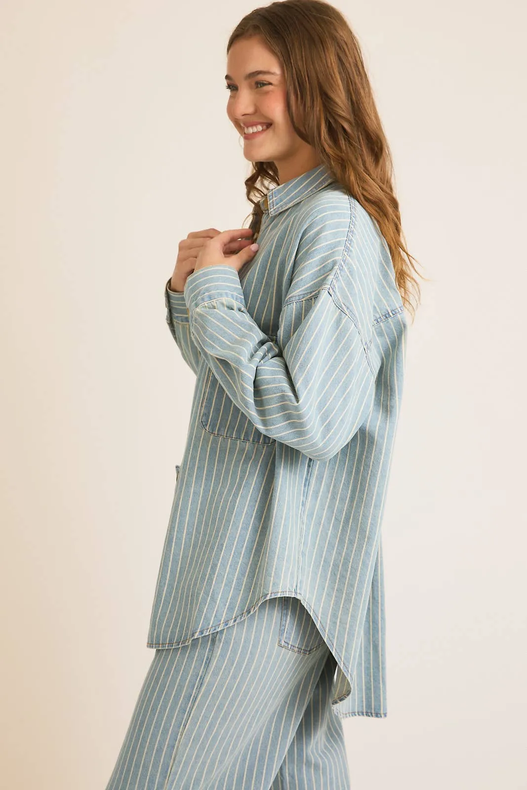 Lyn Striped Denim Shacket