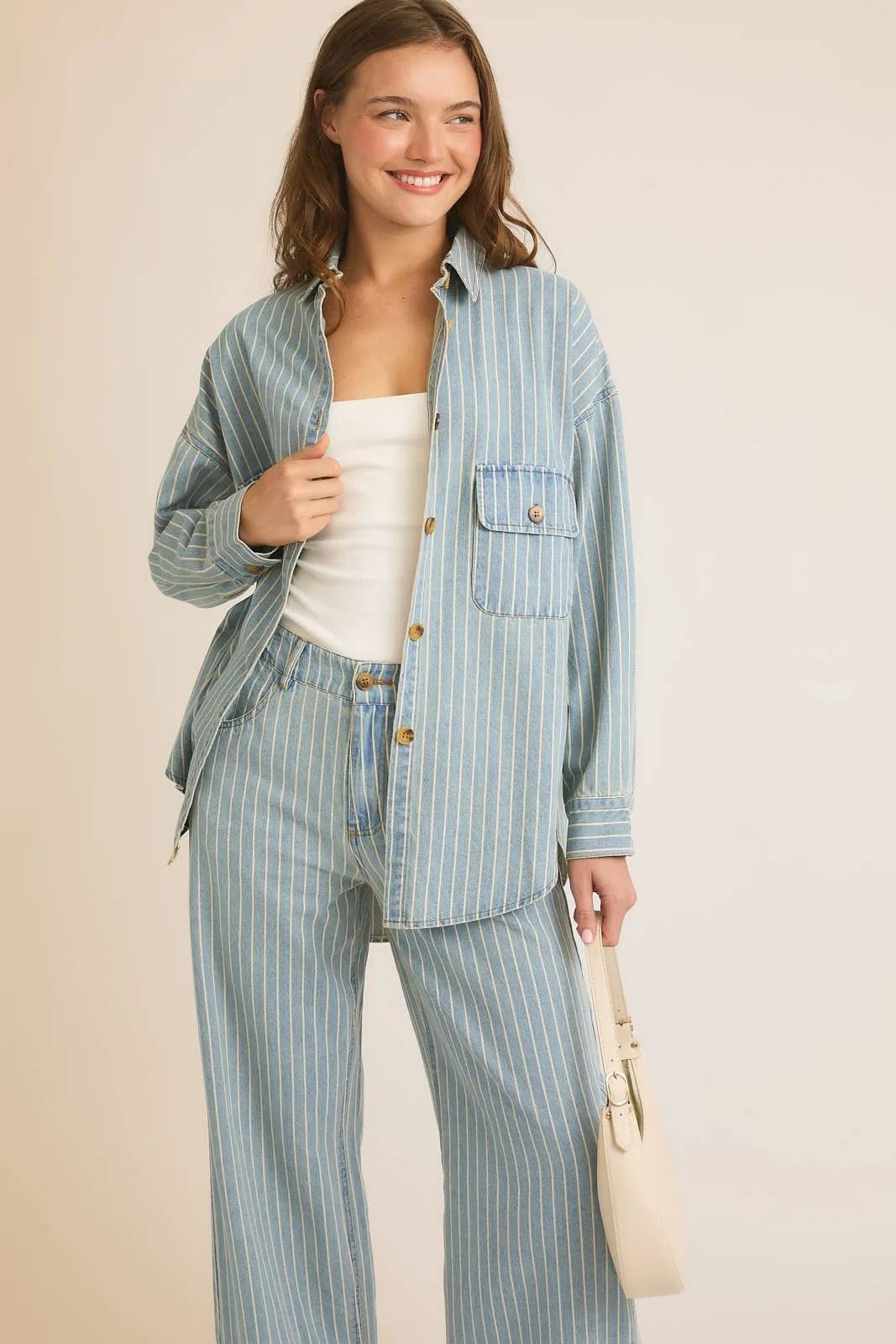 Lyn Striped Denim Shacket