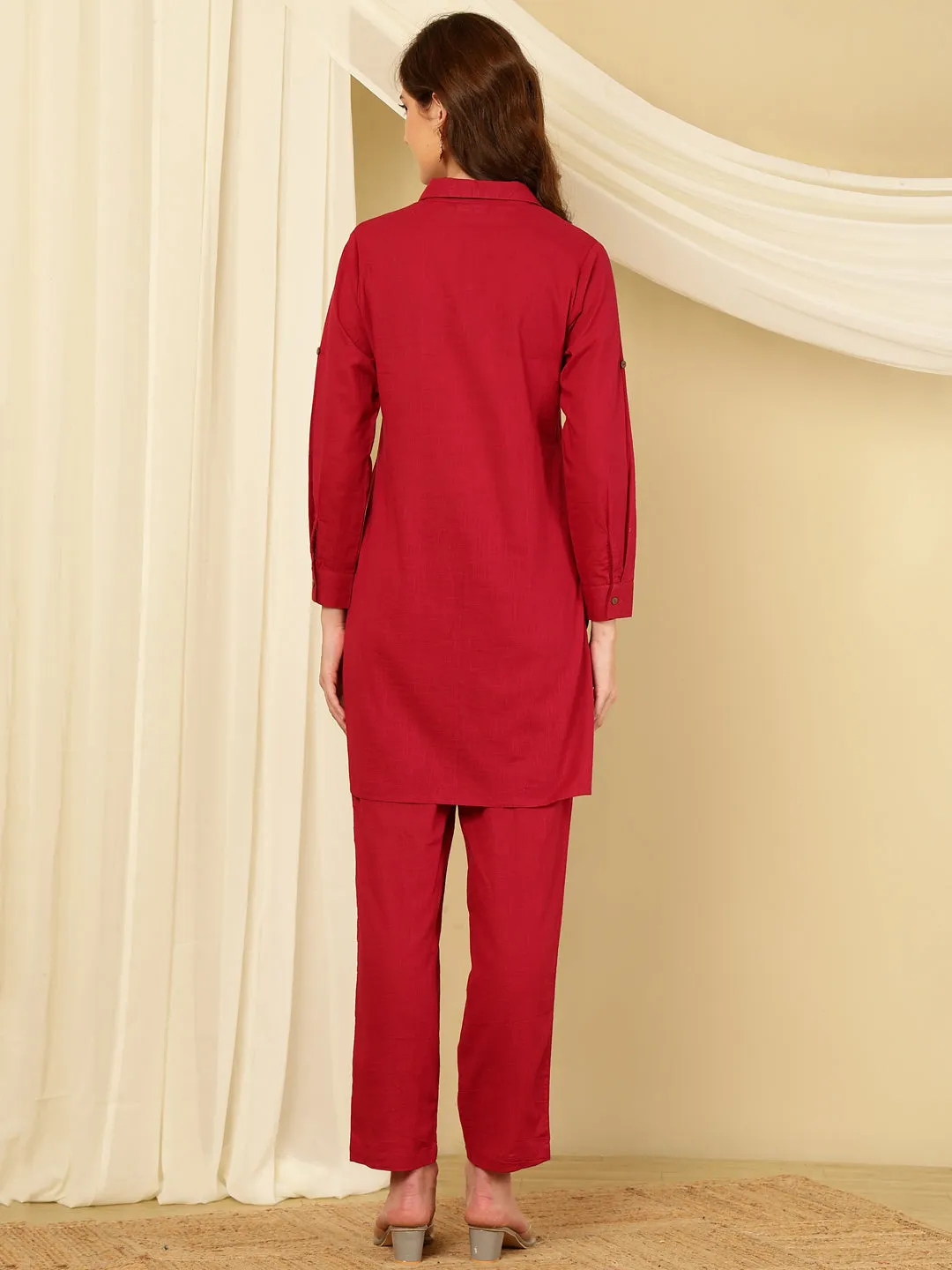 Magenta Cotton Office Co-ord Set